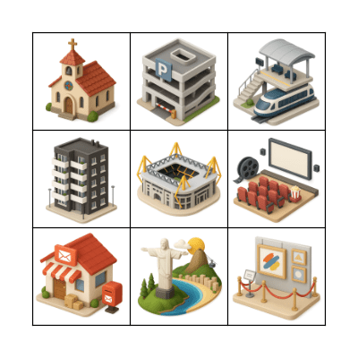 Places in a city Bingo Card