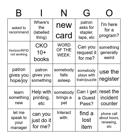 September Bingo Card