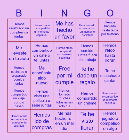 Cumple Patty Bingo Card