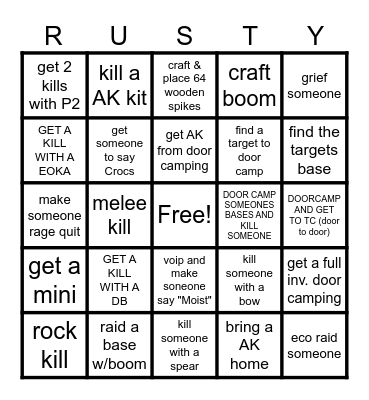 RUST BINGO Card