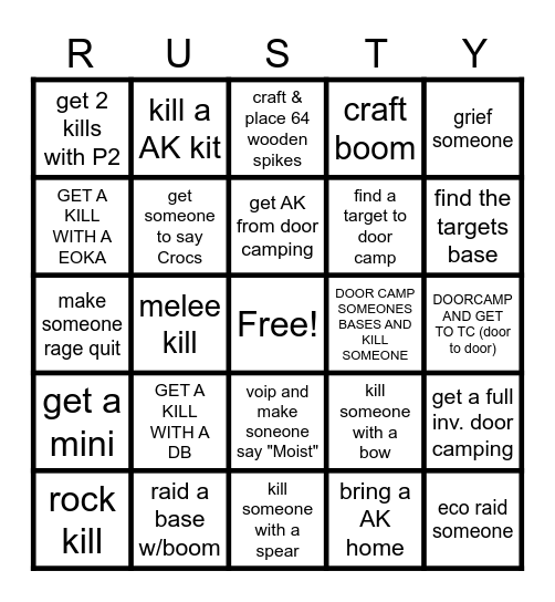 RUST BINGO Card