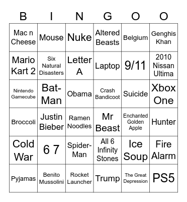 infinite craft Bingo Card