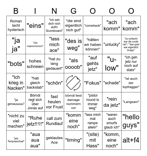 Greater Unified CS Bingo Card
