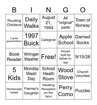 JULIE Bingo Card