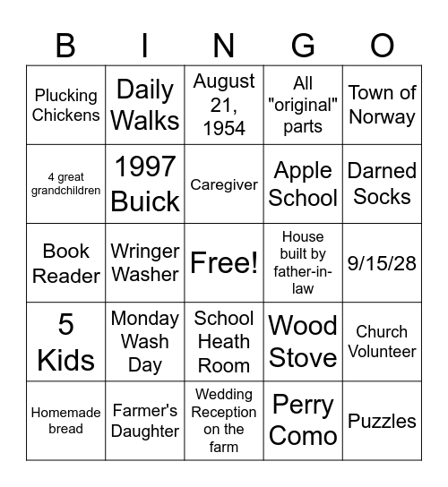 JULIE Bingo Card