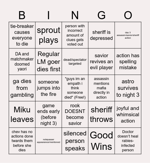 UNOFFICIAL LM BINGO !! Bingo Card