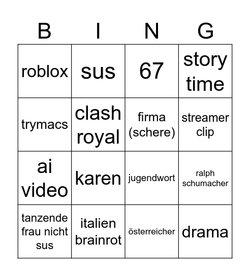tt bingo (jm der sigma) Bingo Card