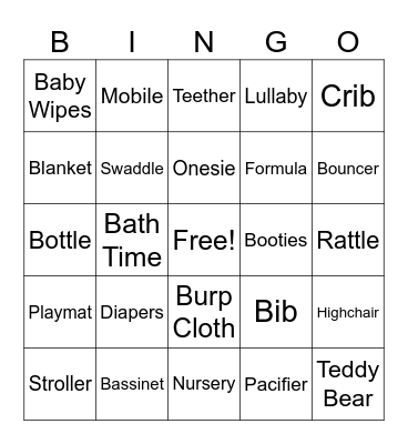Baby Shower Bingo Card
