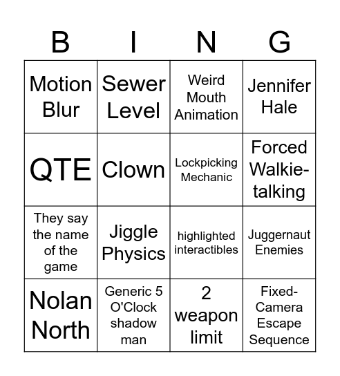 7th Gen Bingo Card