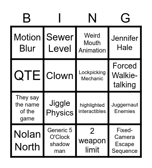 7th Gen Bingo Card