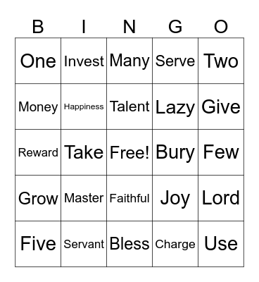 God’s Gifts in Us Bingo Card