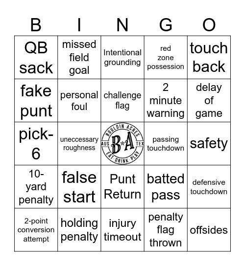 Bouldin Acres- MNF Bingo Card