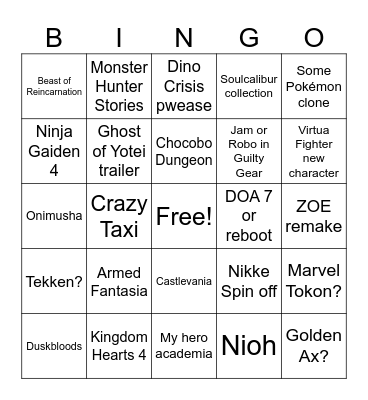 Tokyo Game Show 2025 Bingo Card