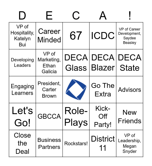Welcome to DECA at the GBCCA! Bingo Card