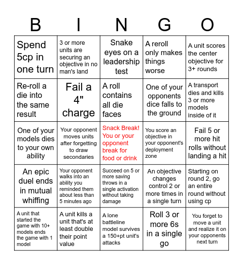 Crusade! Bingo Card