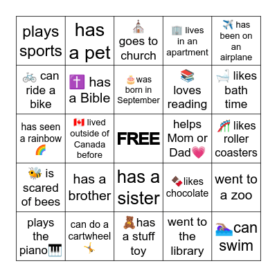 Find someone who... Bingo Card