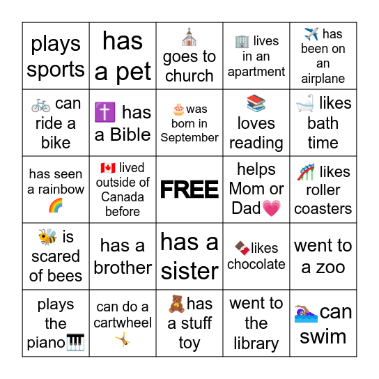 Find someone who... Bingo Card