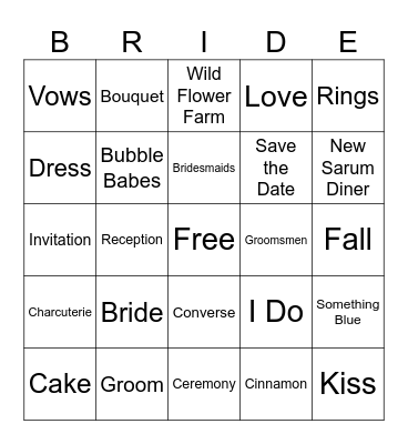 Wedding Bingo Card