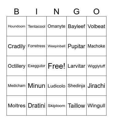 POkemon Emerald Bingo Card