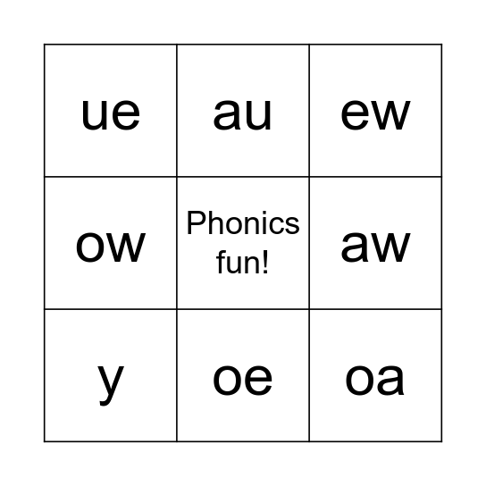 Phonics fun! Bingo Card