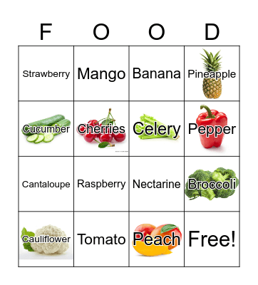 Fruits & Veggies Bingo Card