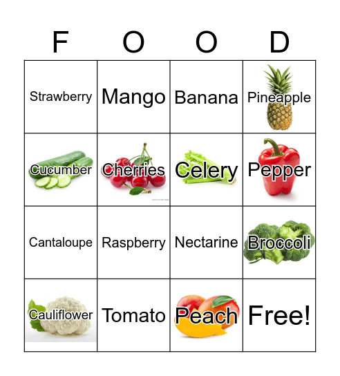 Fruits & Veggies Bingo Card
