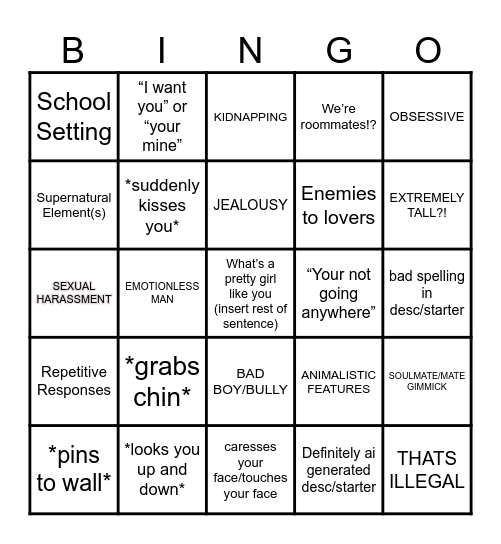 AI CHARACTER BINGO Card