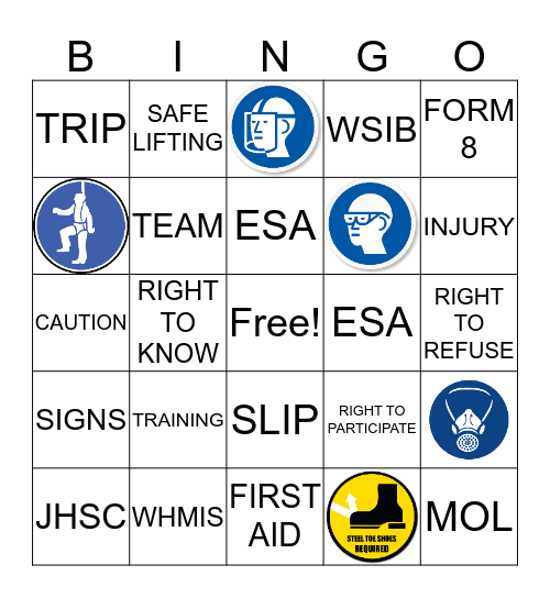 PMA SAFETY BINGO Card