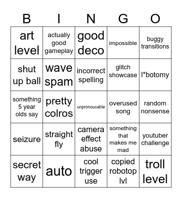 geometry Bingo Card