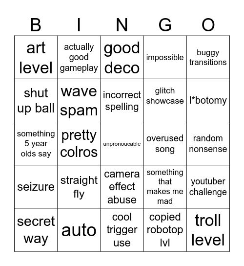 geometry Bingo Card