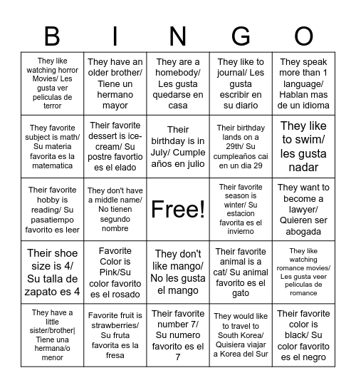 HUMAN BINGO Card