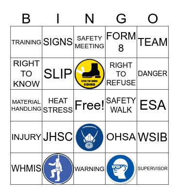 PMA SAFETY BINGO Card