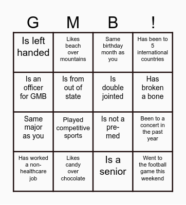 Welcome and Say Hello! Bingo Card