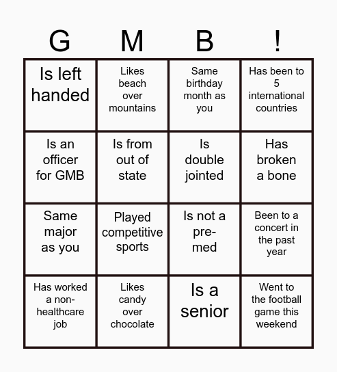 Welcome and Say Hello! Bingo Card