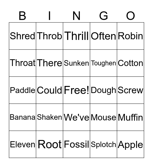 Fourth Grade Bingo Card