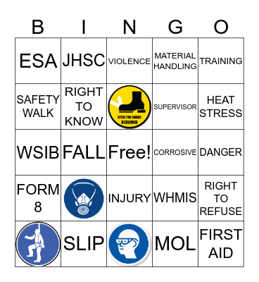 PMA SAFETY BINGO Card