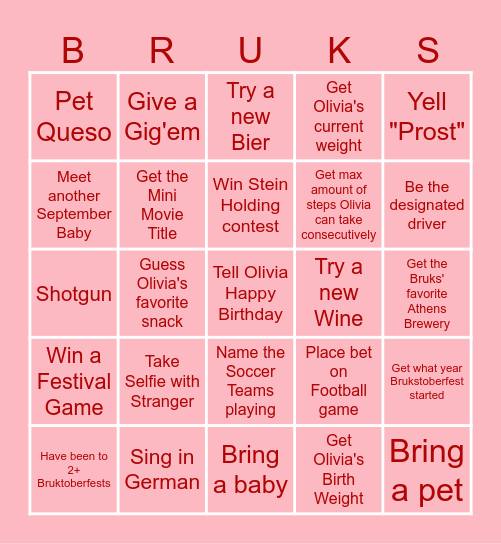 Olivia's One-derbar Birthday!!! Bingo Card