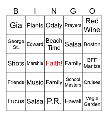 Becky's World Bingo Card