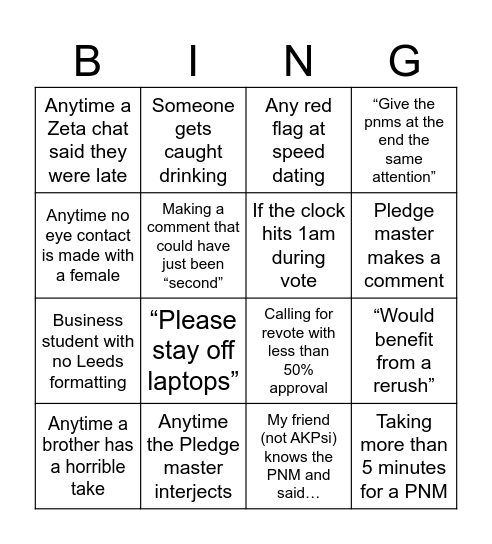 Long Vote Bingo Card