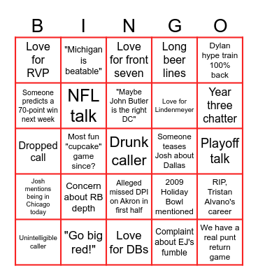 2025 Akron BROR Bingo Card