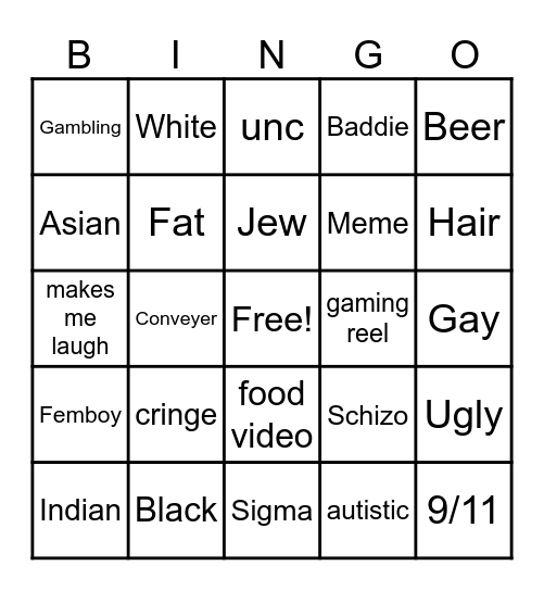 Instagram reel bingo Card