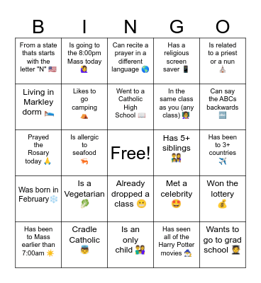 🤩 SMSP FRESH GATHERING 🤩 Bingo Card