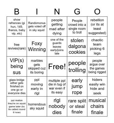 Round 6 Bingo Card