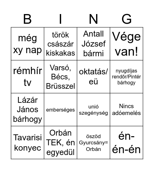 MP Bingo Card
