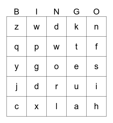 Open House Bingo Card