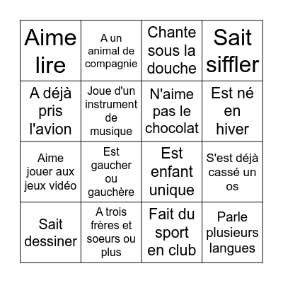 Bingo de rentrée ! Trouve quelqu'un qui : Bingo Card