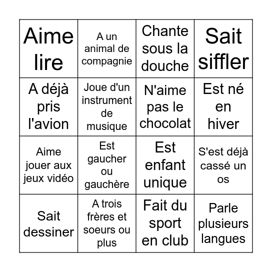 Bingo de rentrée ! Trouve quelqu'un qui : Bingo Card