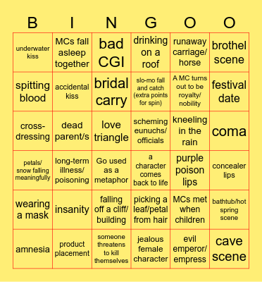 C Drama Bingo V2 Bingo Card