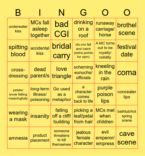 C Drama Bingo V2 Bingo Card