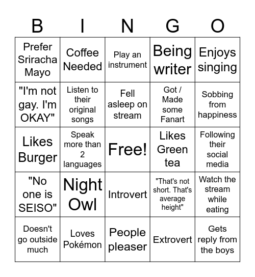 Untitled Bingo Card